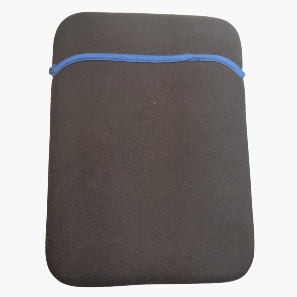 Black Neoprene Tablet Sleeve  Blue Trim 10 x 7 in